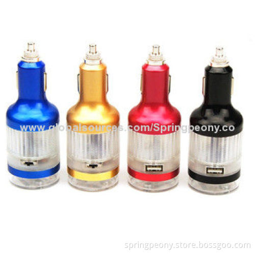 Latest hot sale colorful USB car charger, multifunction